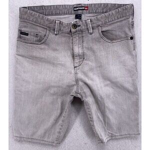 Quiksilver Mens 34 Gray Stretch Denim Shorts Gray Fade 5-Pocket Modern Fit Summe